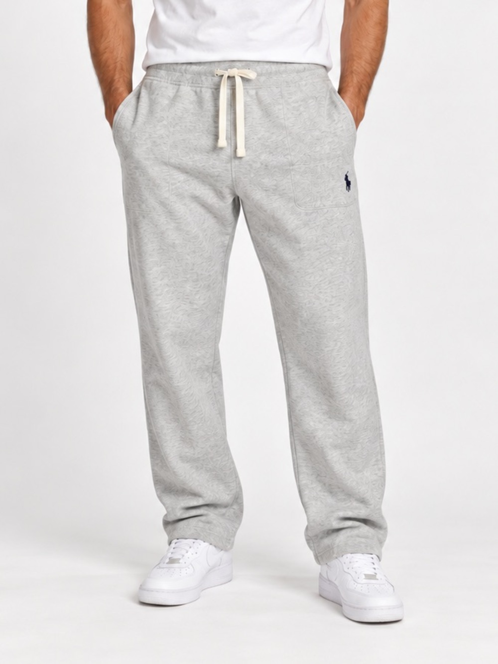 Polo Ralph Lauren Gray Fleece Sweatpants Pony Logo Drawstring Straight Leg